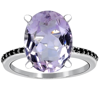 5.15 Carat Weight Genuine Pink Amethyst and Spinel 925 Sterling Silver Ring