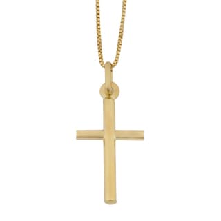 Fremada 18k Yellow Gold Italian Cross Pendant on Complementary Box Chain Necklace (18 inches)