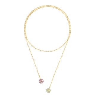 Gold Overlay Amethyst and Green Aventurine Lariat Necklace