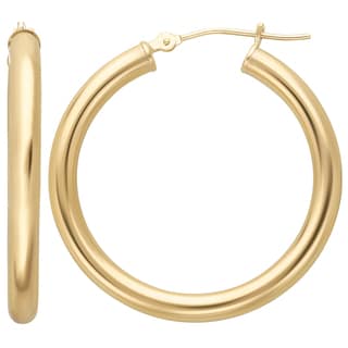 14k Yellow Gold Large Round Hoop Earrings