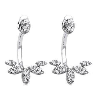 Beverly Hills Charm 14K White Gold 2/3ct TDW Diamond Behind The Ear Floating Jacket Earrings Set (H-I, SI2-I1)