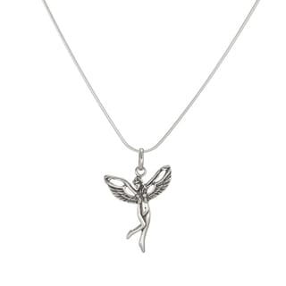 Jewelry by Dawn Antique Silver Fairy Sterling Silver Snake Chain Necklace