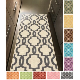 Fancy Moroccan Trellis Non-Slip Runner Rug Rubber Backed (22" x 20')