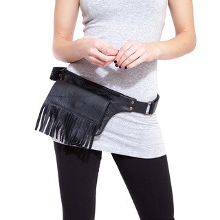 The Fringed Ranger Leather Square Pack Hip Bag Belt (India)