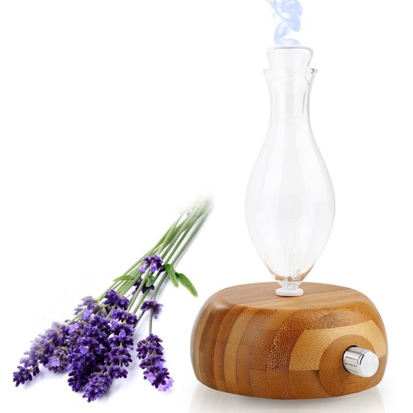 Pleasant Essential Oil Glass Nebulizing Diffuser with Bamboo Base Pleasant Essential Oil Glass Nebulizing Diffuser with Bamboo Base