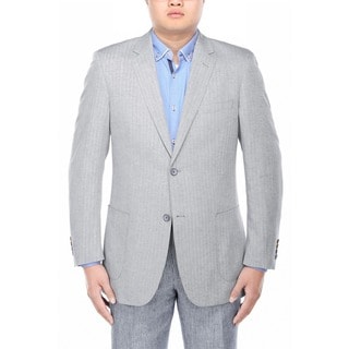Verno Filippo Men's Grey Herringbone Textured Classic Fit Italian Styled Blazer