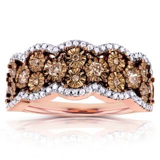 Annello 10k Gold 1/2ct TDW Brown and White Diamond Illusion Ring (H-I, I1-I2)