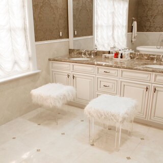Aurora Home Acrylic Stool with Removable Mongolian Lamb Faux Fur Cover