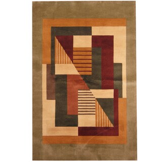 Herat Oriental Indo Hand-tufted Tibetan Red/ Ivory Wool Rug (5'3 x 8')