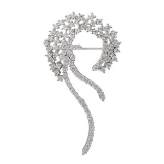 Sterling Silver White Cubic Zirconia Spiral Pin Brooch