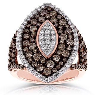 Annello 10k Gold 1 1/2ct TDW Brown and White Diamond Multi Stone Anniversary Ring (H-I, I1-I2)