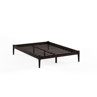 Baxton Studio Damon Mid-century Modern Cappuccino Finishing Solid Wood King or Queen Size Platform Bed Frame