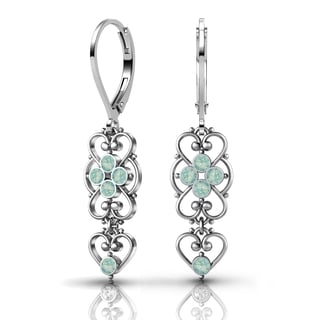Lucia Costin .925 Sterling Silver Mint Blue Crystal Earrings
