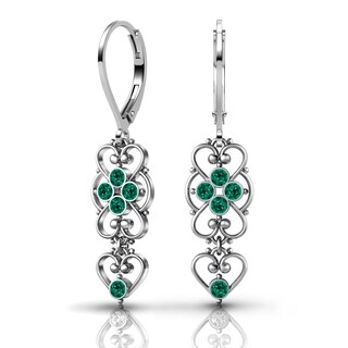 Lucia Costin .925 Sterling Silver Green Crystal Earrings