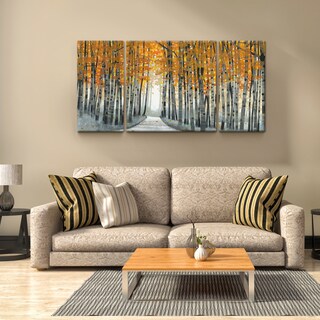 Studio 212 'Sunlit Path' 30x60 Triptych Textured Canvas Wall Art