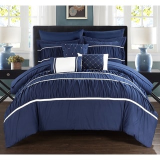 Chic Home Wanda Navy 10-piece Bed In a Bag with Sheet Set
