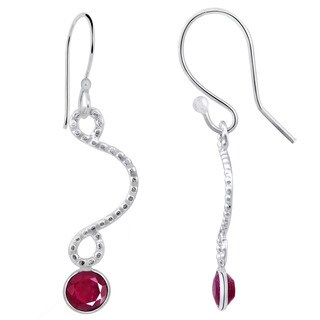 Appealing 2.15ct Genuine Ruby Rhodium Finish Earring in Brass