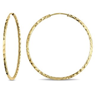 Miadora 18k Yellow Gold Diamond-cut Italian Hoop Earrings