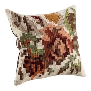 Hand-woven Indo Karba2 Cream Pillow (18-inch x 18-inch)