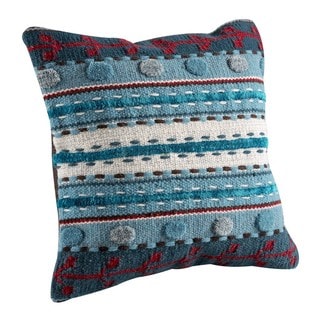 Hand-woven Indo Abramo Turquoise Pillow (18-inch x 18-inch)