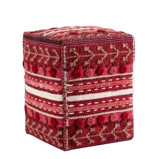 Hand-woven Indo Abramo Red Pillow (20-inch x 16-inch x 16-inch)