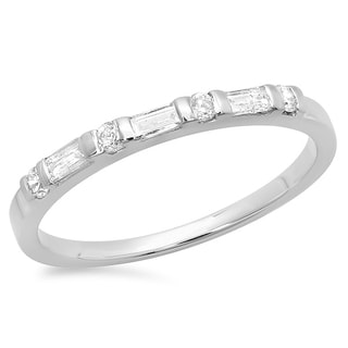 14k Gold 1/3ct TDW Round and Baguette Diamond Wedding Band (H-I, I1-I2)
