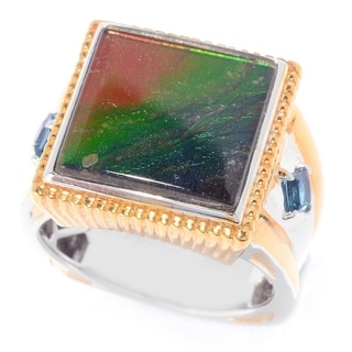 Michael Valitutti Men's Ammolite and London Blue Topaz Ring