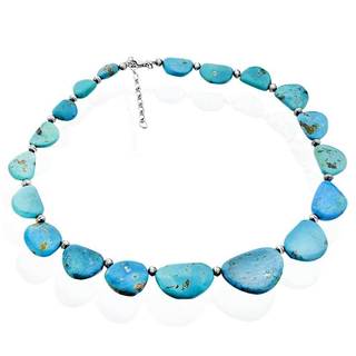 Sterling Silver Turquoise Antique Finish 18-inch Necklace with 2-inch Extender (China)