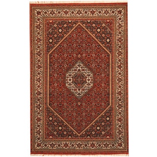 Herat Oriental Persian Hand-knotted Tribal Bidjar Red/ Ivory Wool Rug (4'3 x 6'5)