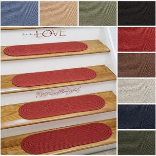 Rhody Rug Woolux Wool Braided Reversible Stair Treads (Set of 4)