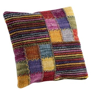 Hand-woven Khema4 Brown/Multi Pillow (18-inch x 18-inch)