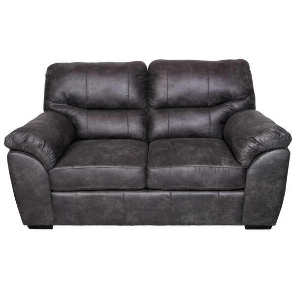 Porter Grayson Soft Faux Suede Leather Grey Microfiber Loveseat