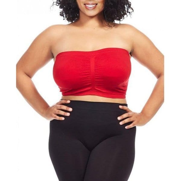 Dinamit Women S Plus Size Red Seamless Padded Bandeau Top Overstock Com Shopping