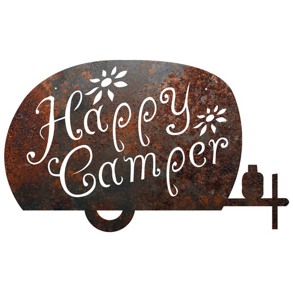 Rustic Metal 'Happy Camper' Sign - 18575778 - Overstock.com Shopping ...