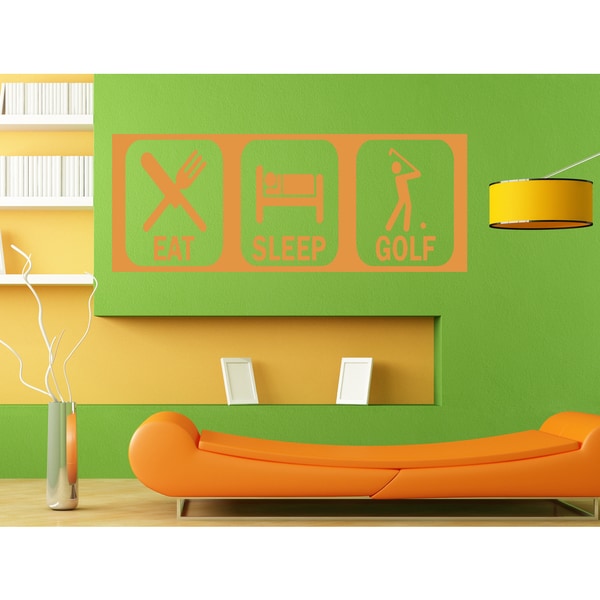 Eat Sleep Golf Wall Art Sticker Decal Orange