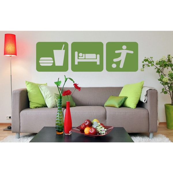 Eat Sleep Game Soccer Ball Wall Art Sticker Decal Green