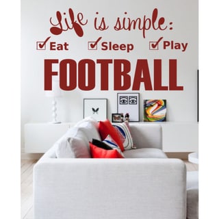 Eat Sleep Play Football Wall Art Sticker Decal Red