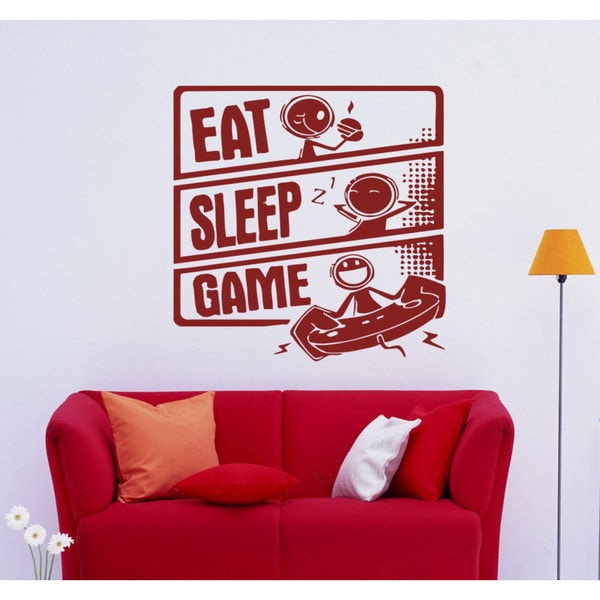 Eat Sleep Game Wall Art Sticker Decal Red