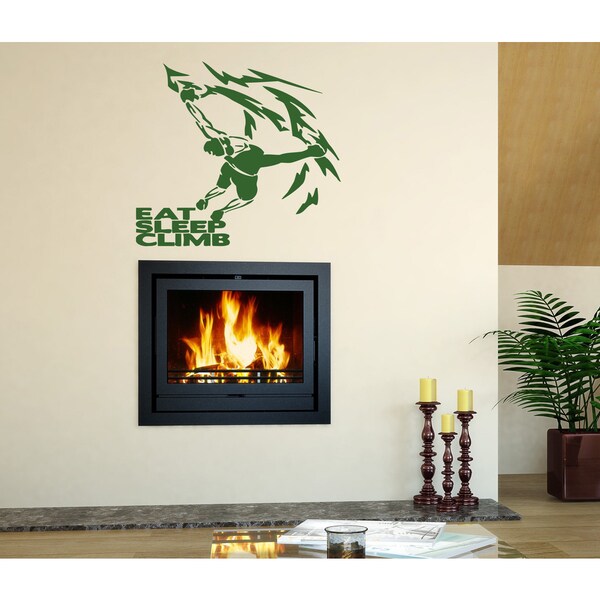 Eat Sleep Climb Wall Art Sticker Decal Green