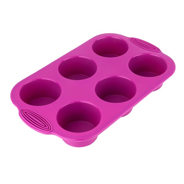Zodaca Rose 6Cup Ovensafe Silicone Muffin/ Cupcake Baking Mold Pan