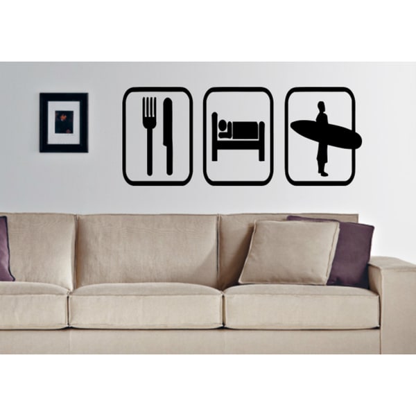 Eat Sleep Surfing Wall Art Sticker Decal