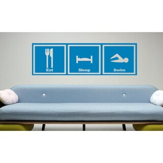 Eat Sleep Swim Kids Wall Art Sticker Decal Blue
