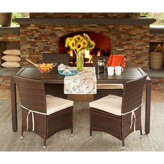 The Hom Toria 7-piece Outdoor Wicker Dining Set - 16996639 - Overstock