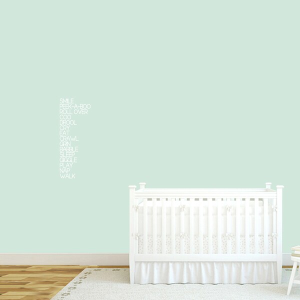 Baby Words Nursery Wall Decal 10-inch wide x 26-inch tall