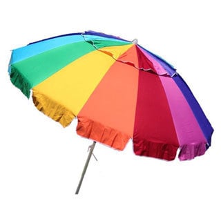 Sale Multi Colored Fiberglass 8 Foot Wide Giant Beach Umbrella Coffee Khaki Colored Patio