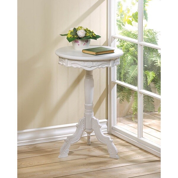 AntigueWhite Antiquestyle Wooden Round Mini Accent Table 18795990