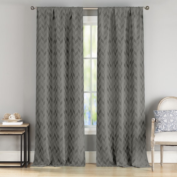 Duck River Joyce Black/Grey/Green/Metallic Polyester Blackout Curtain Panel Pair