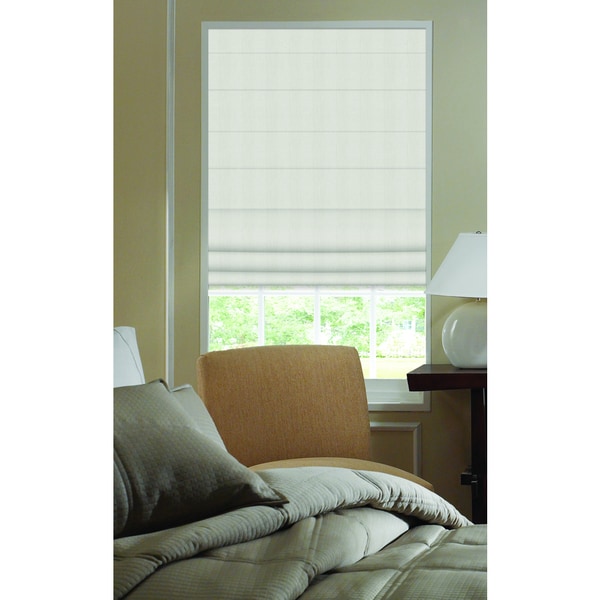 Ashton Stripe Ivory Polyester Plain Fold 40-inch to 40 1/2-inch Wide Roman Shades