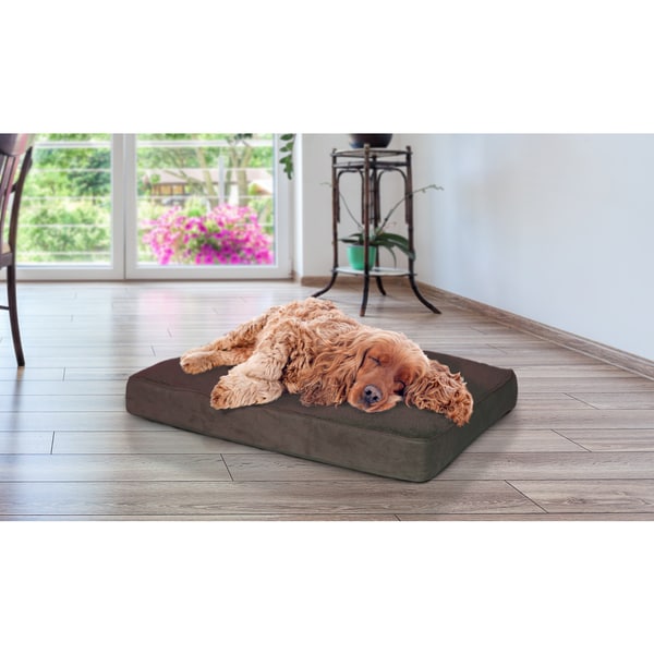 Furhaven Dog Snuggle Terry Multicolored Polyester Suede Cooling Gel-top Memory Orthopedic Dog Bed