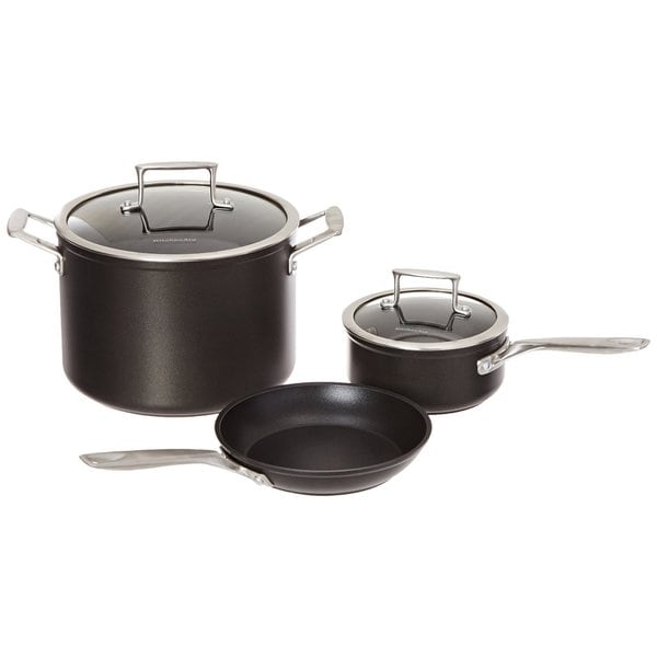 KitchenAid KCH2S5AKM Black Anodized Aluminum Nonstick 5piece Professional Cookware Set